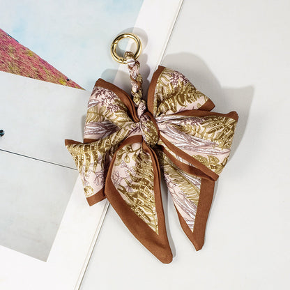 Vintage Print Satin Bow Bag Charms