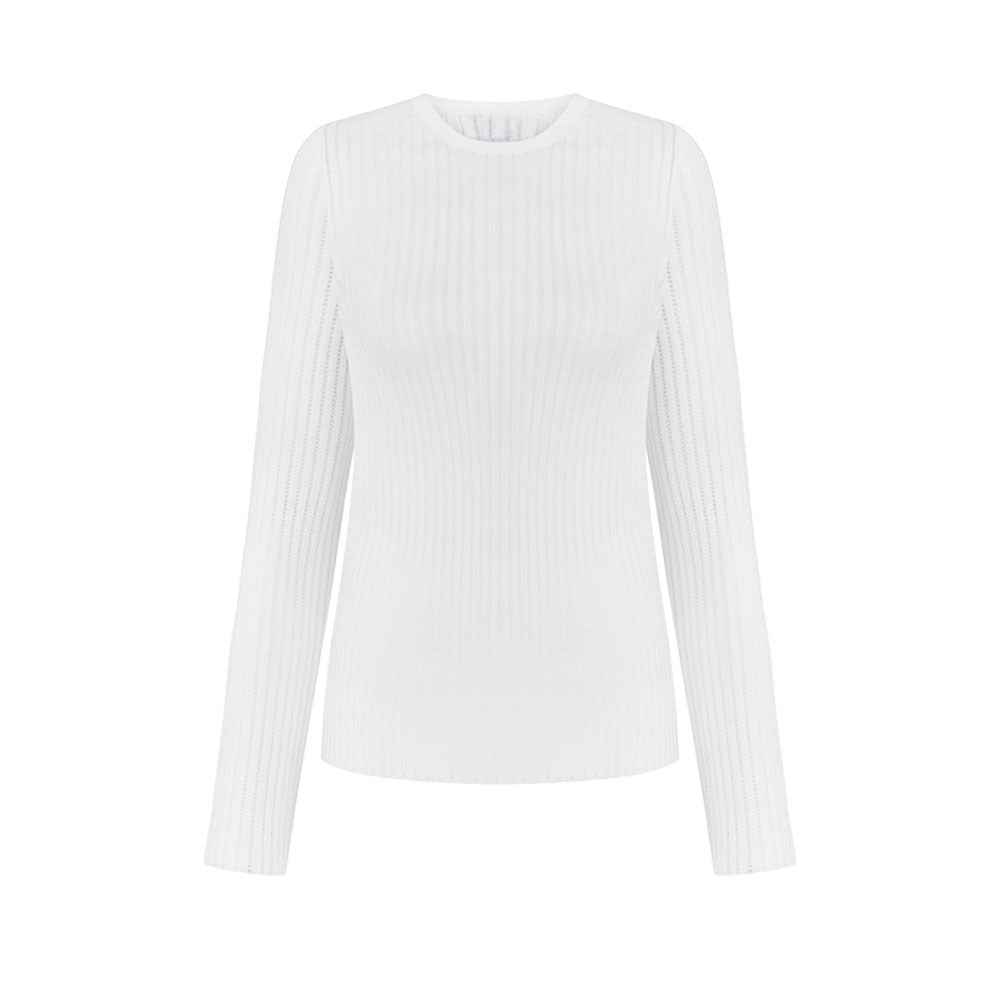 Round Neck See Through Knit Top