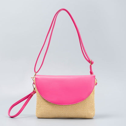 Woven Contrast Color Shoulder Bags
