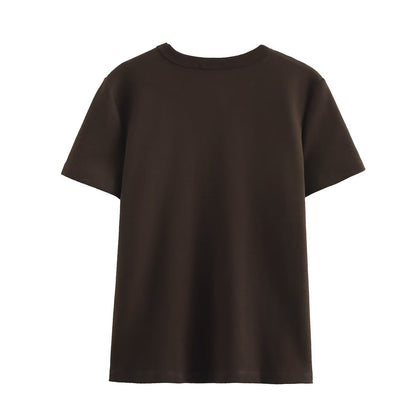 Simple Solid Color Round Neck T-Shirt