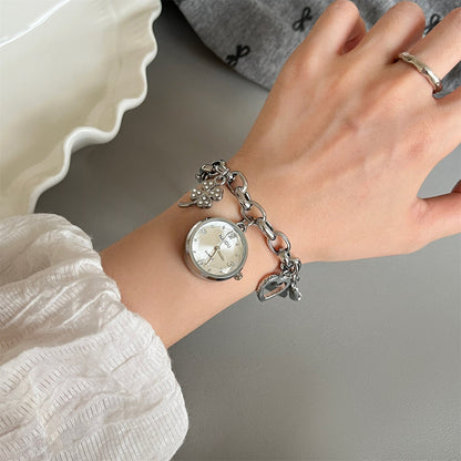 Heart Pendant Charm Bracelet Quartz Watch