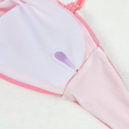 Solid Color Strapless Triangle Bikini Swimwear