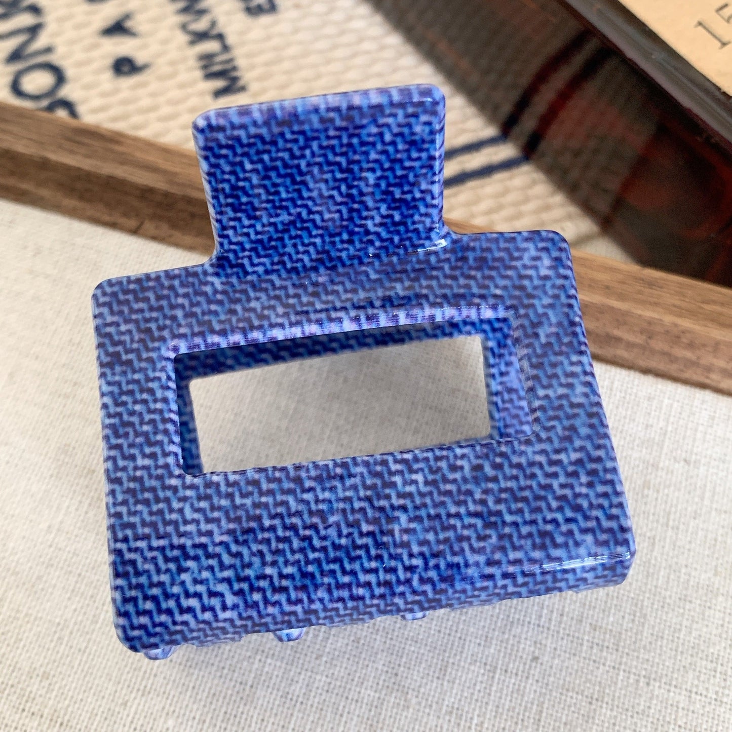 Simple Blue Geometric Acetate Hair Claw