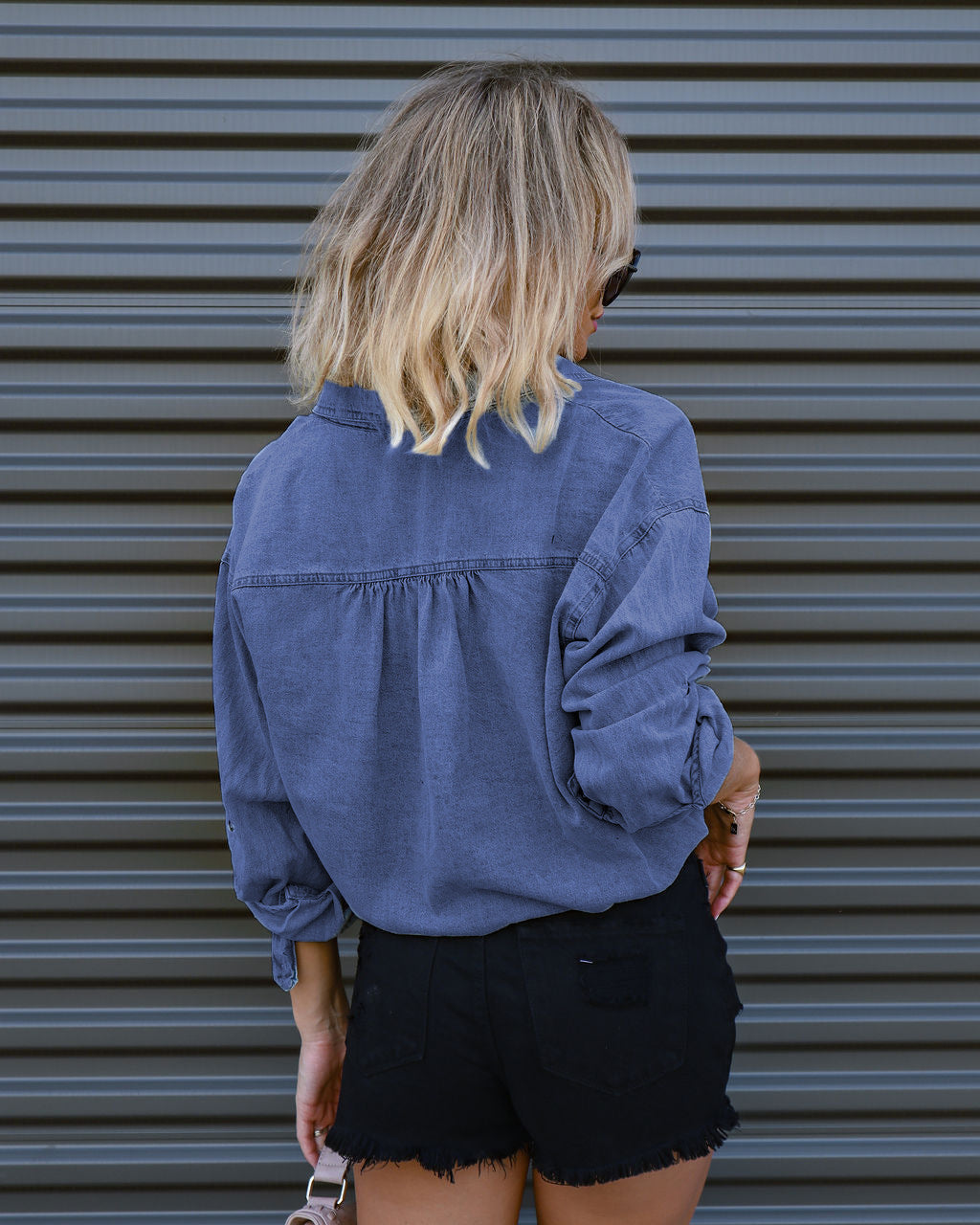 Trendy Polo Collar Long Sleeve Drawstring Shirt