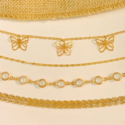 Hellow Out Butterfly Rhinestones Anklet