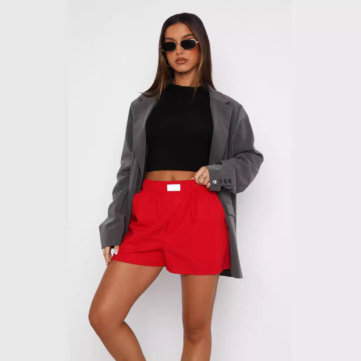 Casual Solid Color Loose Sports Shorts