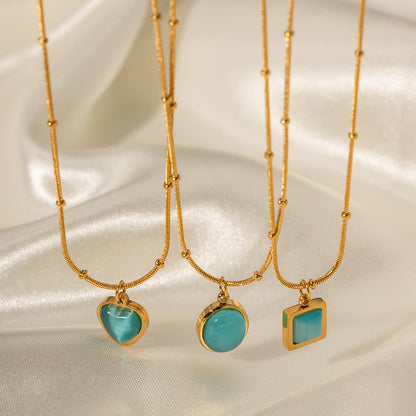 Blue Gemstone Square Necklace