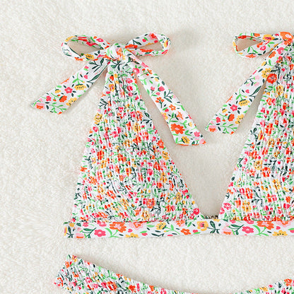Sweet Floral Print Strap Tie Sexy Swimwear