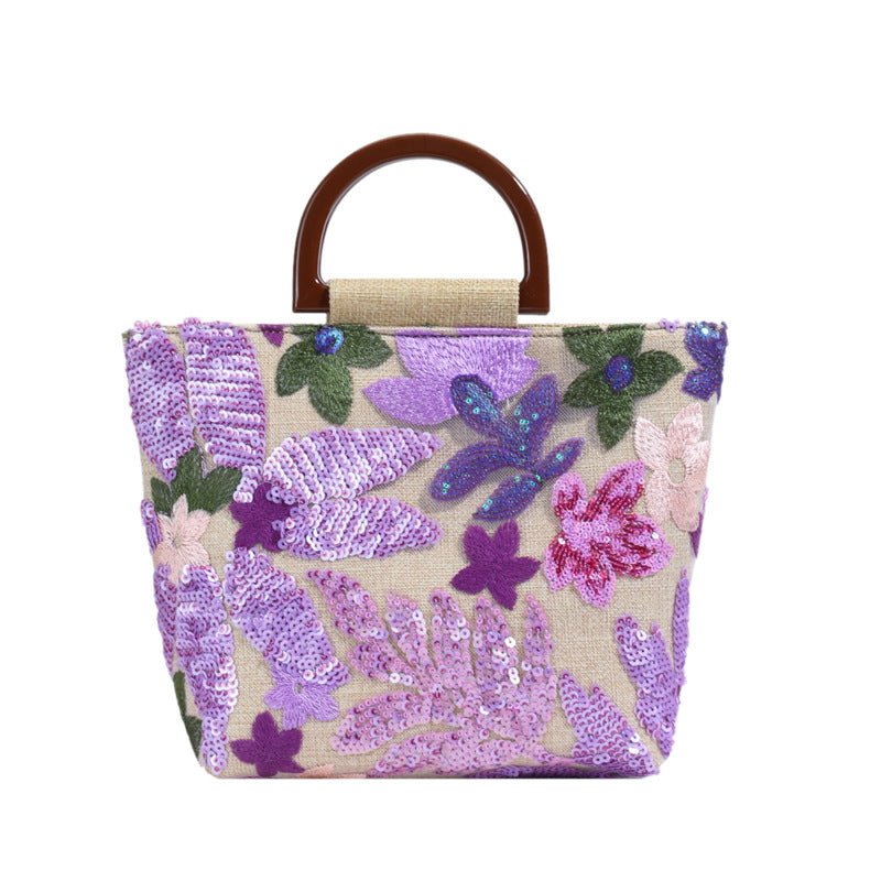 Colorful Sequin Embroidered Tote Bag