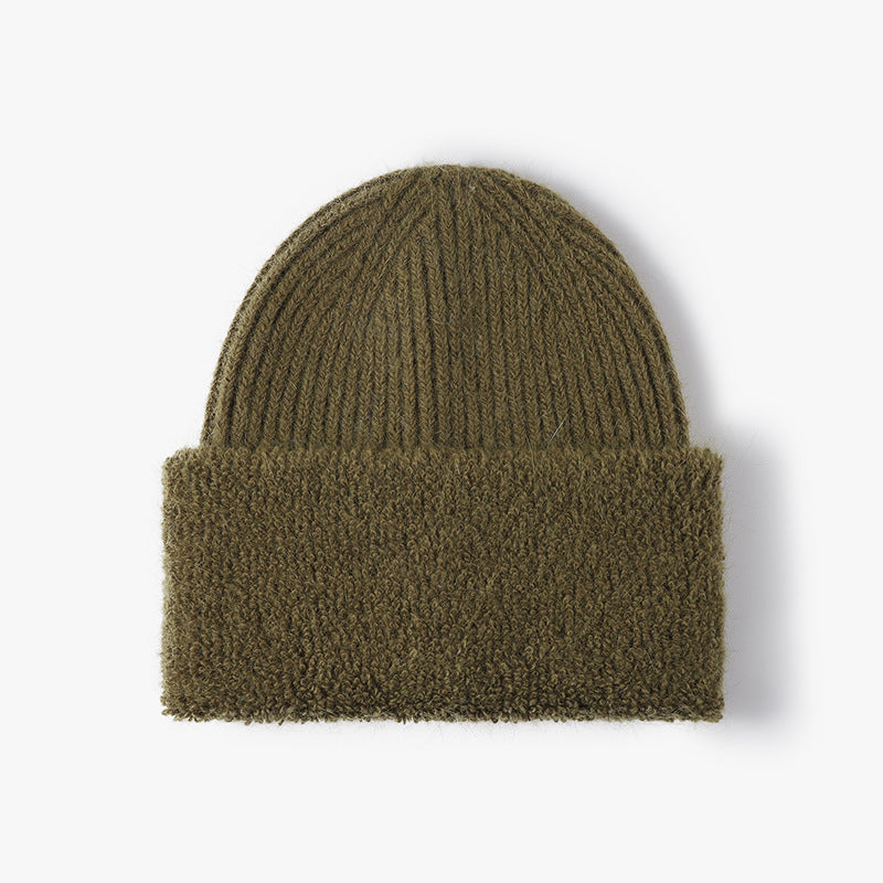 Solid Color Knit Hat High Flap Beanie