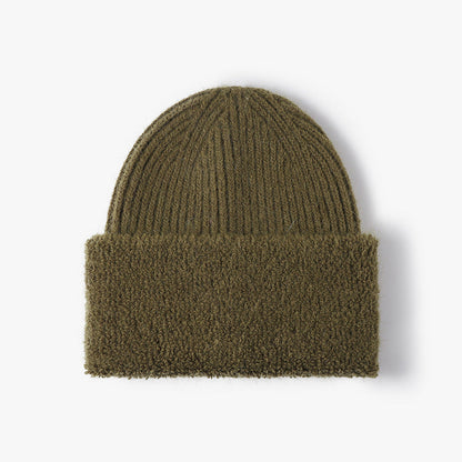 Solid Color Knit Hat High Flap Beanie