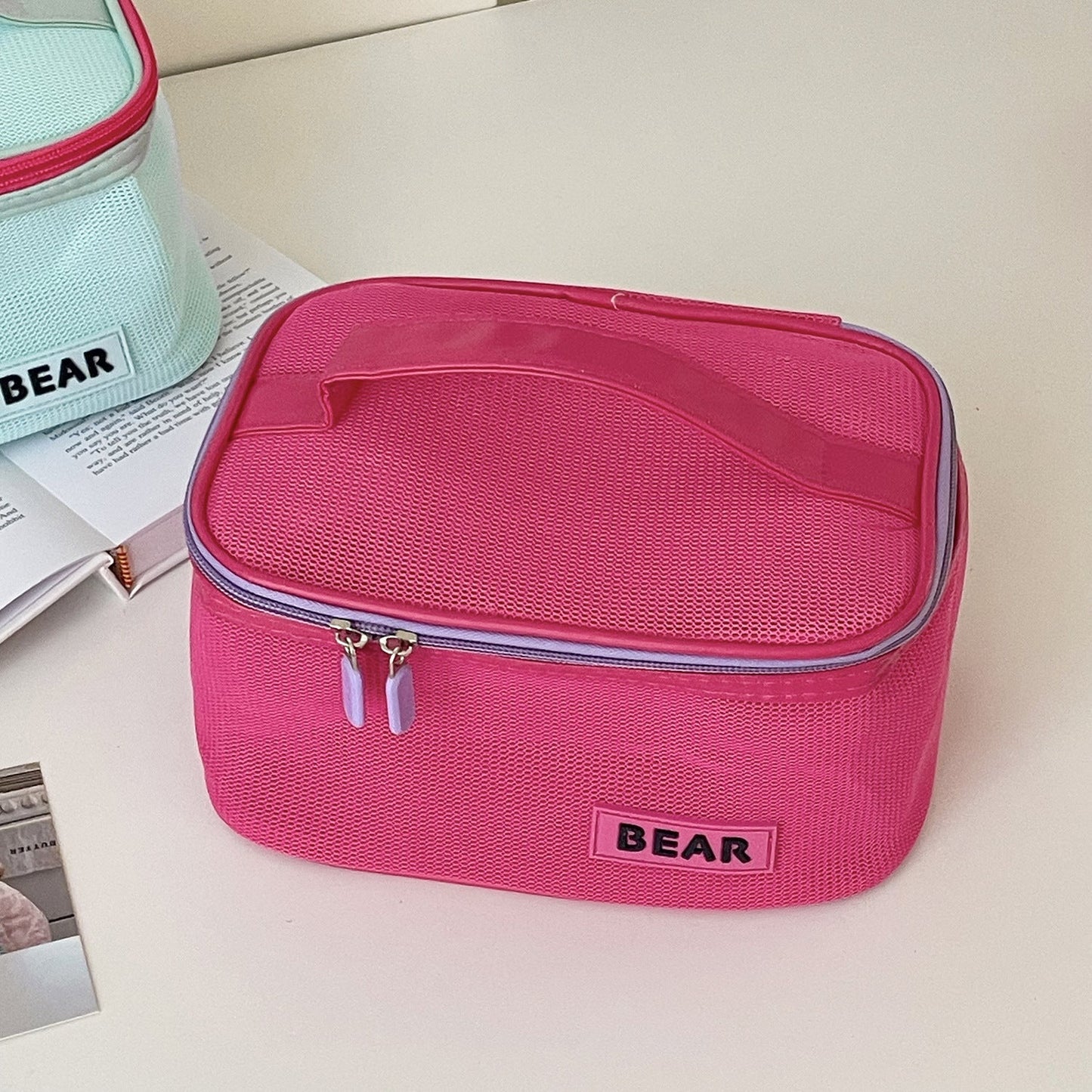 Color Block Large Capacity Make Up Bags