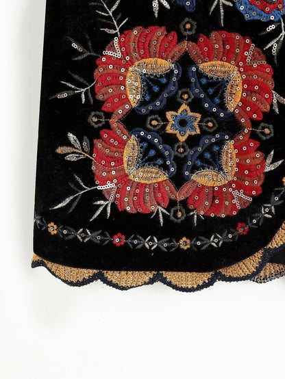 Vintage Flower Embroideries Open Front Vest