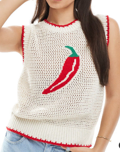 Casual Hollow Out Loose Sleeveless Knit Vest