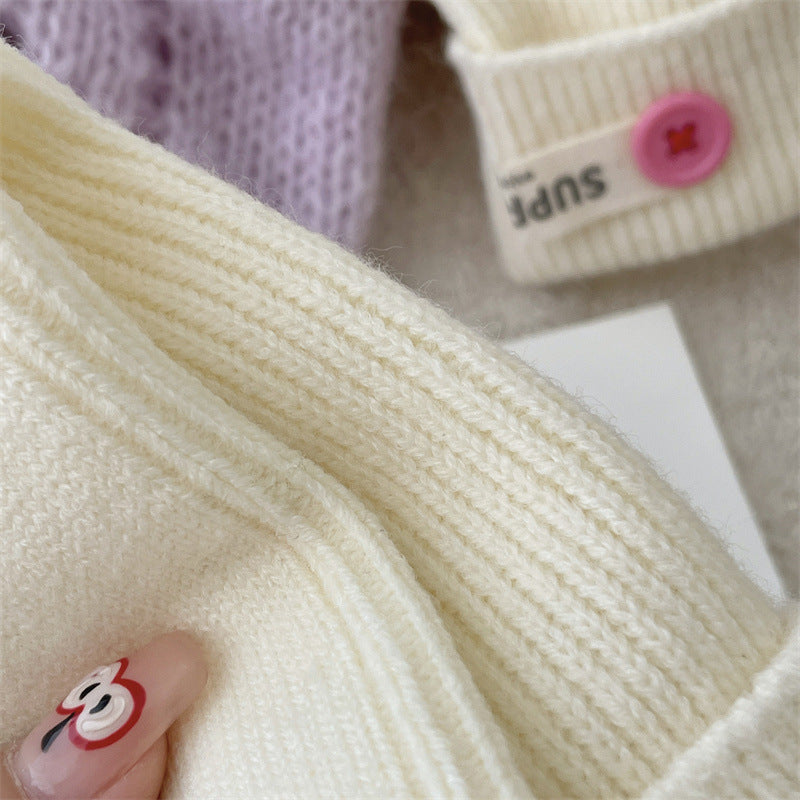 Candy Color Button Sweet Simple Socks