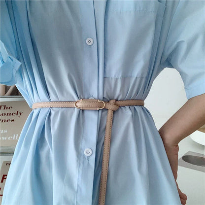 Simple Elegant Leather Slim Belt