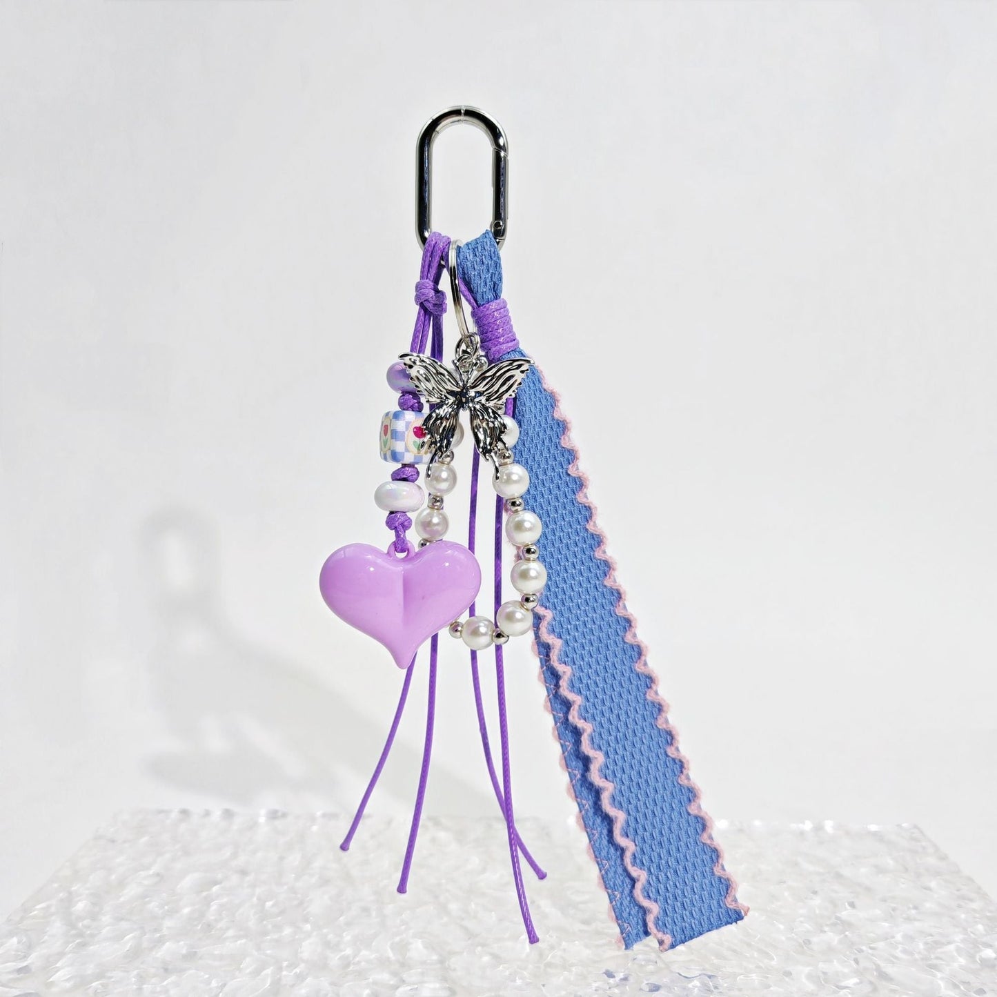 Love Beads Denim Keychain Bag Charms