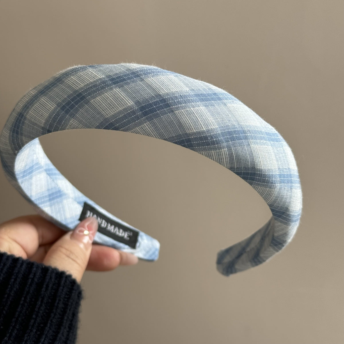 Blue Plaid Cute Wide Padded Headbands
