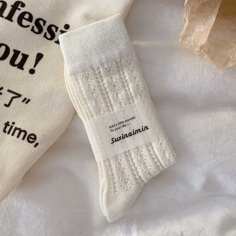 Solid Color Mesh Breathable Thin Socks