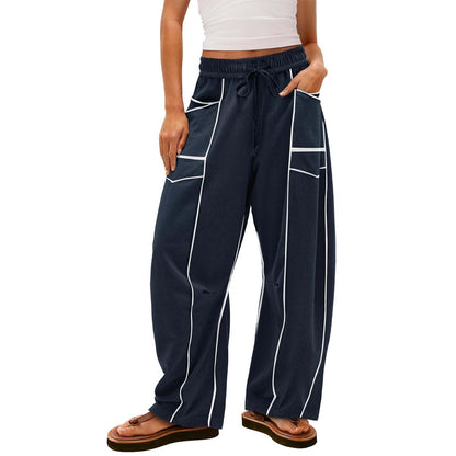 Simple Drawstring Mid-Waist Causal Pants