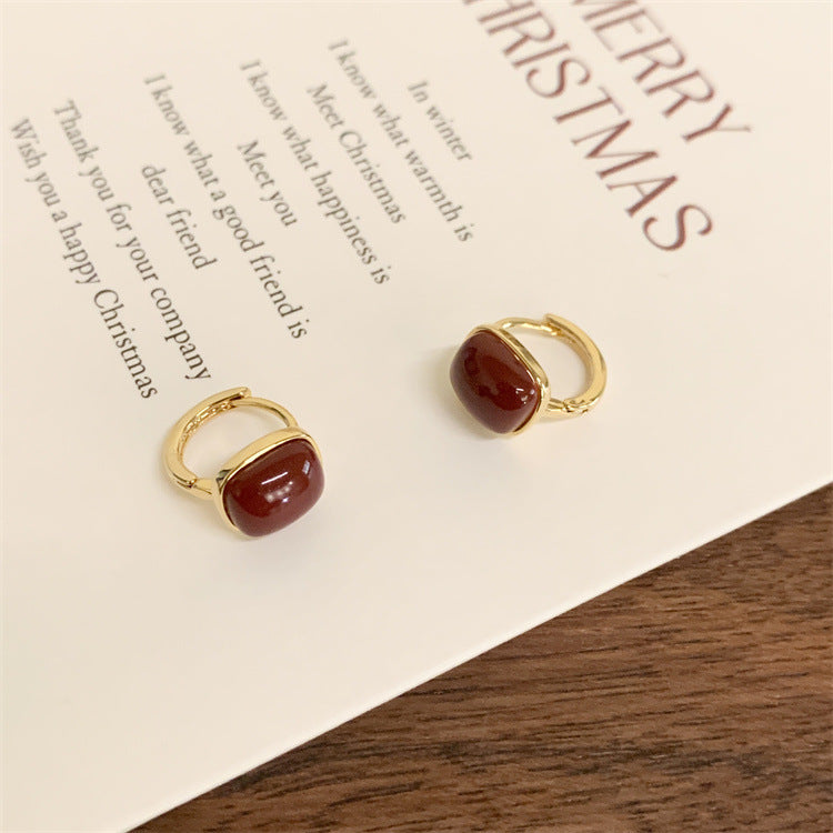 Square Pearl Vintage Simple Hoop Earrings