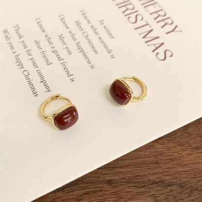 Square Pearl Vintage Simple Hoop Earrings