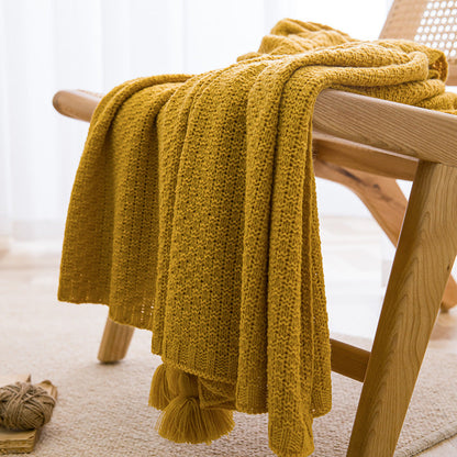 Simple Soft Cozy Tassel Blanket
