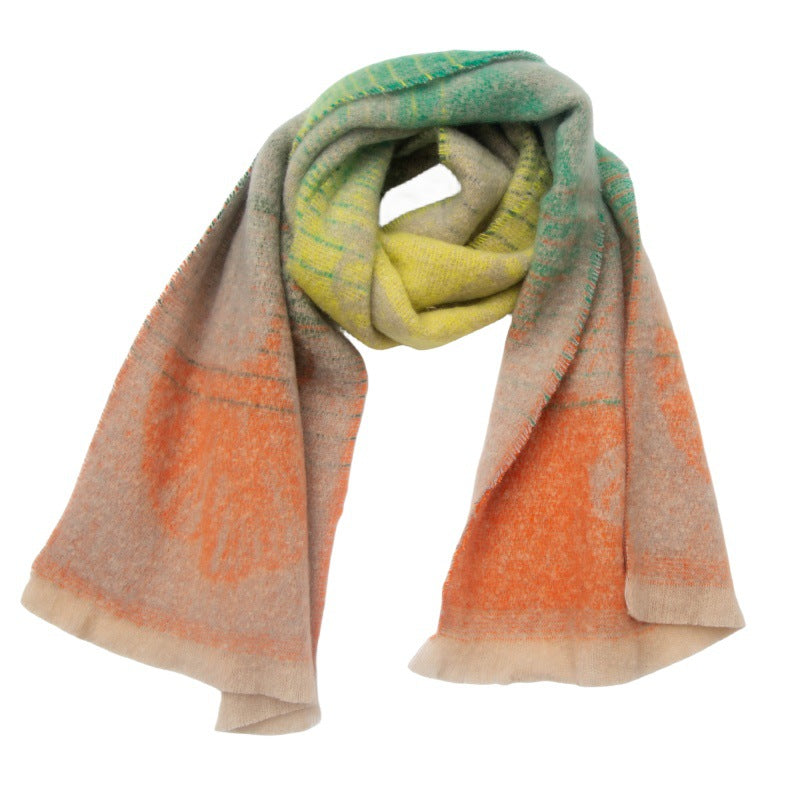 Leaf Print Gradient Color Scarves