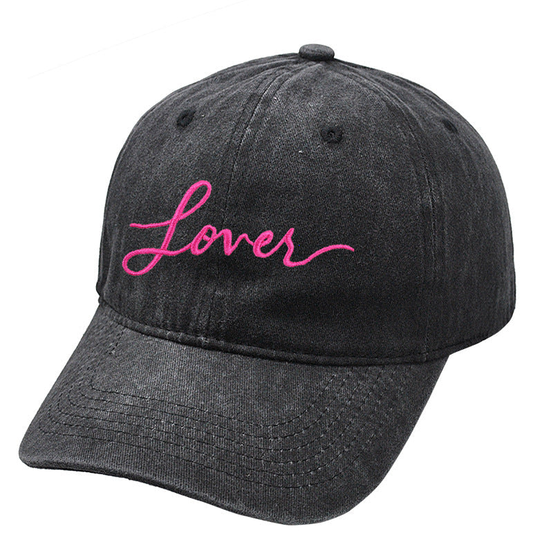 Letter Embroidered Washed Simple Baseball Caps