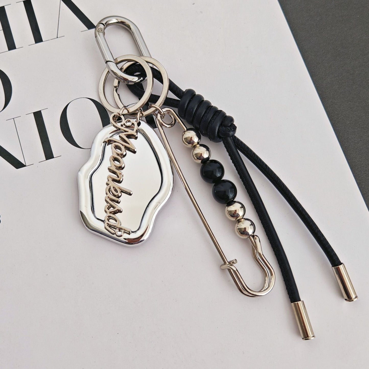 Trendy Mirror Braided Keychain Bag Charm