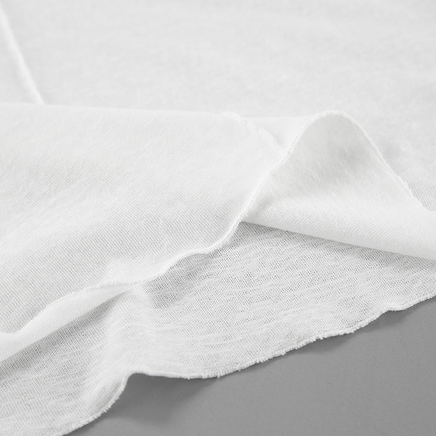 Solid Color Splicing Round Neck Simple Top