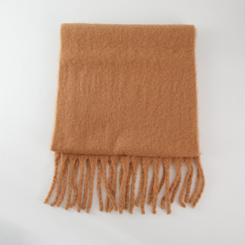 2+ Solid Color Tassel Mohair Scarves