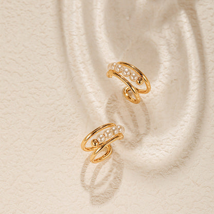 Elegant Pearl Hollow Clip Earings