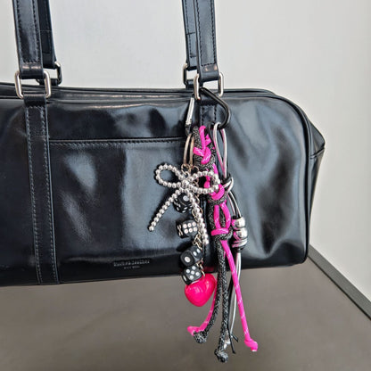 Simple Bow Beaded Braided Keychain Bag Charm