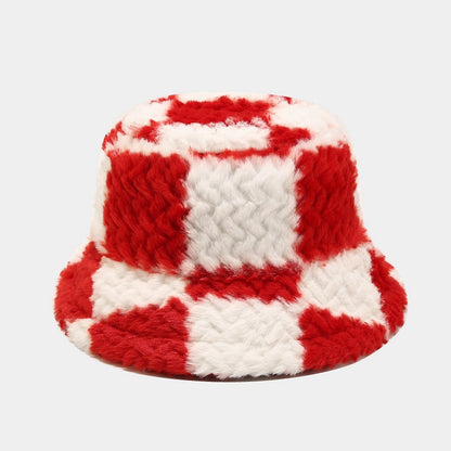 Checker Contrast Color Thicken Bucket Hats