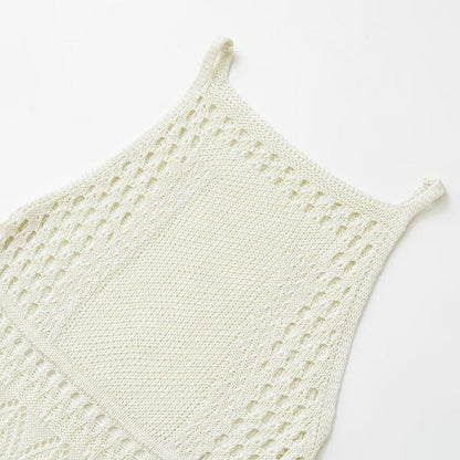 Jacquard Mesh Knit Sleeveless Mini Dresses
