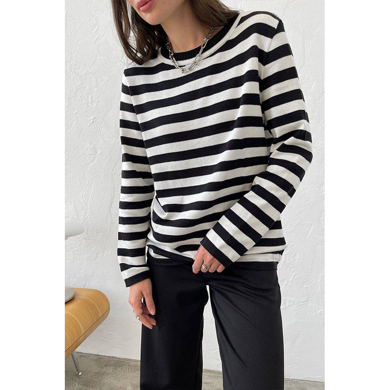 Round Collar Stripe Vintage Sweater