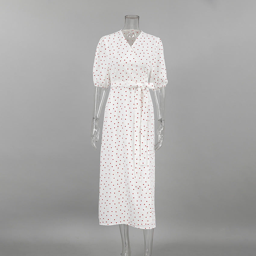 Bubble Sleeve Waist Tie Homewear Dress