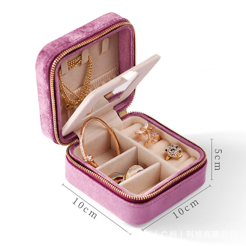 Plush Solid Color Travel Jewelry Case