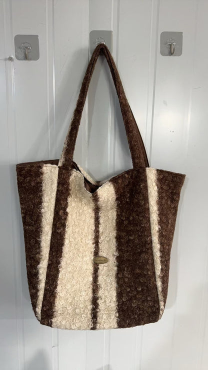 Plaid Striped Color Block Large Capacity Tote Bag