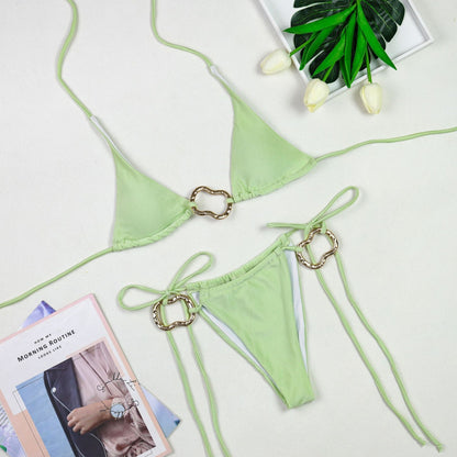 Solid Color Sexy Halter Bikini Swimwear