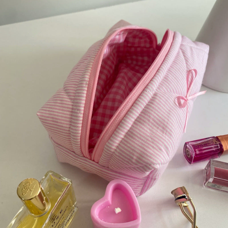 Pink Bows Striped Sweet Make Up Bag