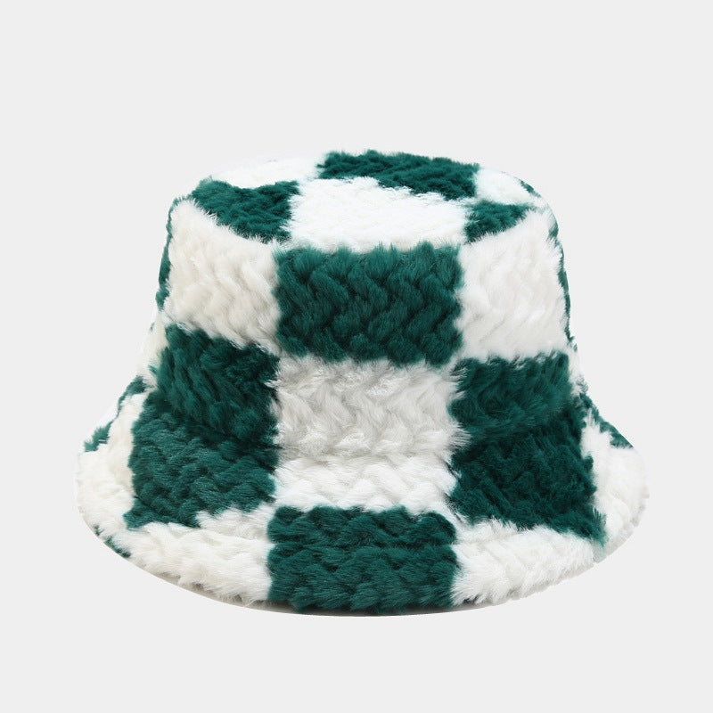 Checker Contrast Color Thicken Bucket Hats
