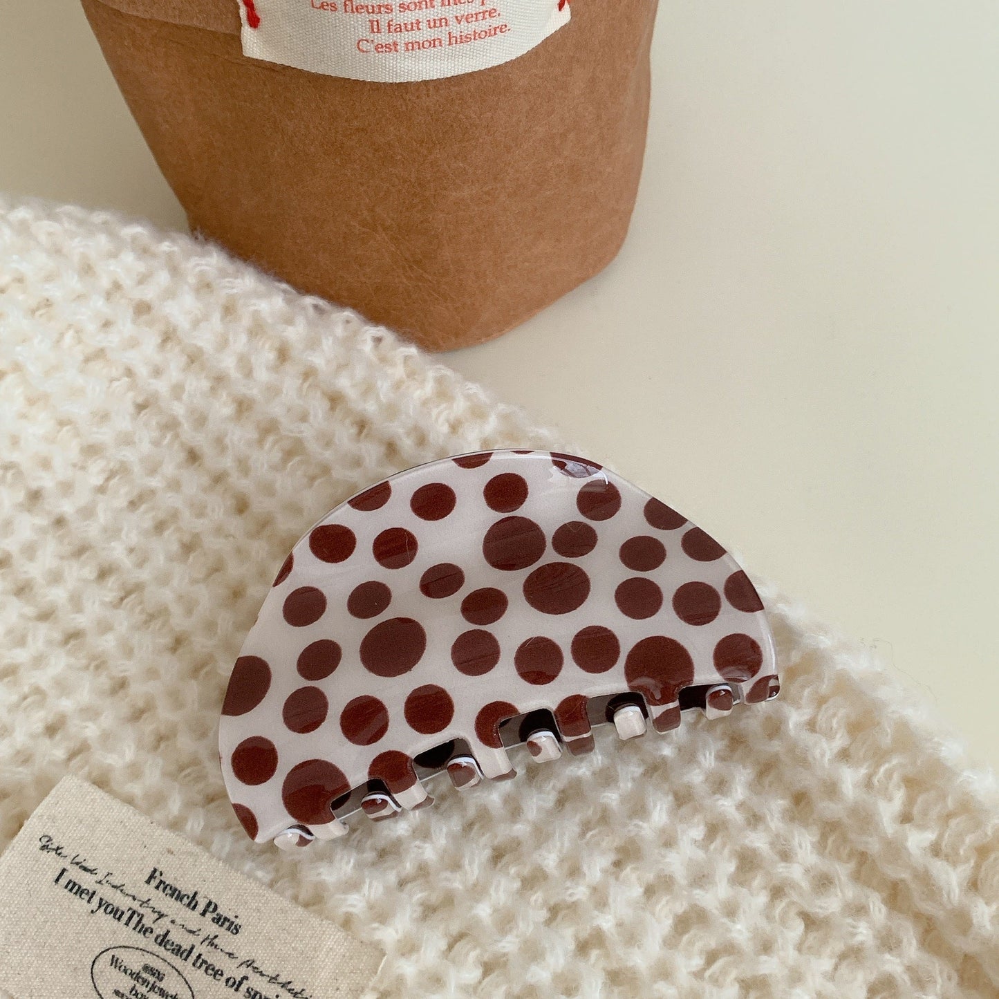 Simple Polka Dot Color Block Hair Claw