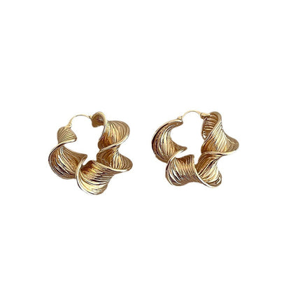 Vintage Simple Waved Twisted Hoop Earrings
