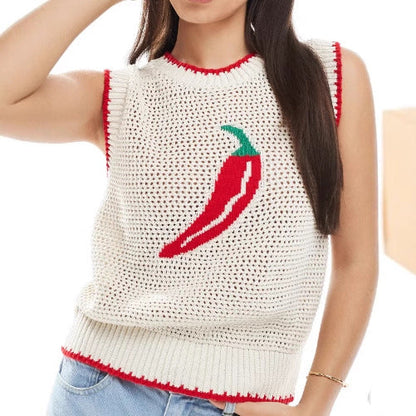 Casual Hollow Out Loose Sleeveless Knit Vest