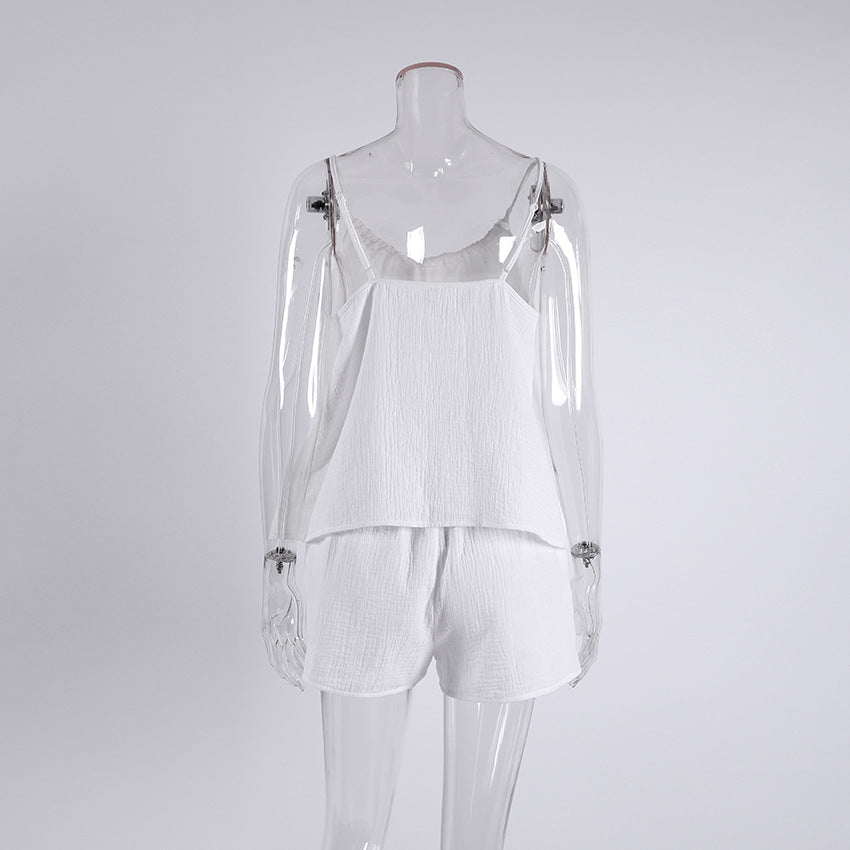 White Loose Casual Sleepwear Sets