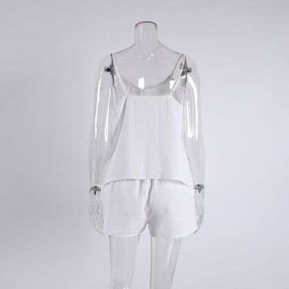 White Loose Casual Sleepwear Sets