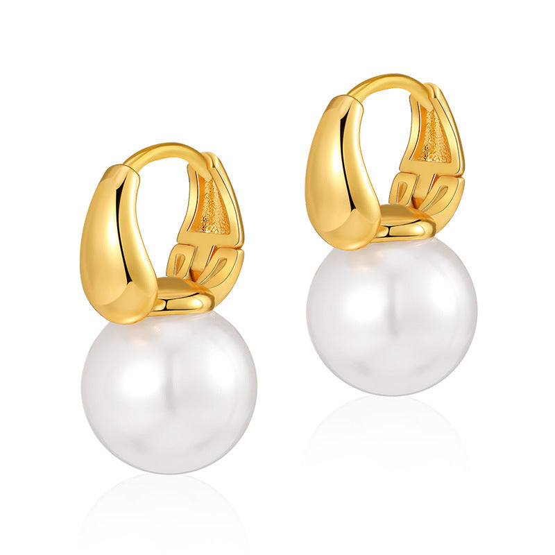 Elegant Pearl Simple Hoop Earrings