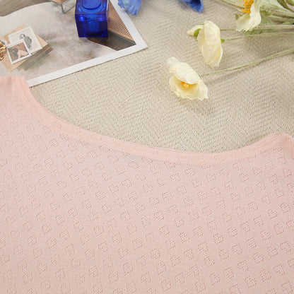 Love Jacquard Solid Color Sleepwear Sets